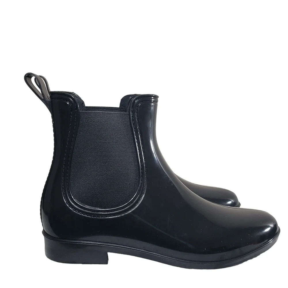 INC International Concepts Raelyn Black Pull On Ankle Rain Boots Sz 11M